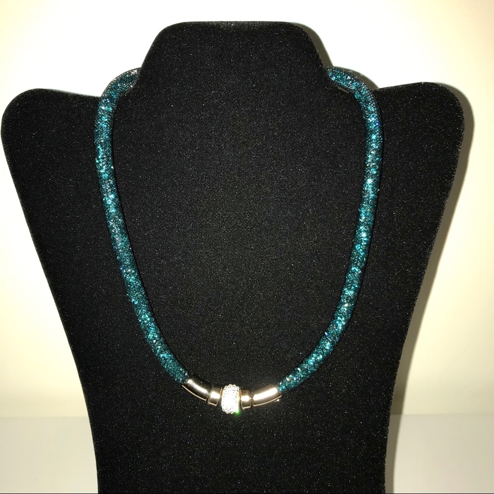 Turquoise Rhinestone Rope Necklace